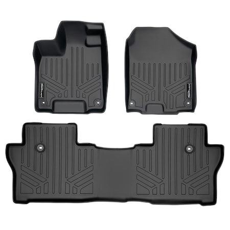 Smartliner SA0422-B0422 Custom Fit 2 Row Floor Mats Liner Set for 2019-2022 Honda Passport, Black SA0422/B0422